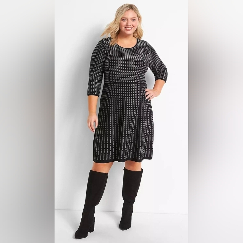 Lane Bryant Black and White Striped Dress